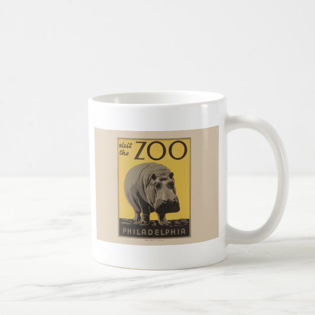Hippopotamus Vintages Nilpferd-Zooposter wpa Kaffeetasse (Rechts)