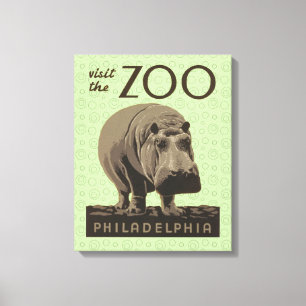 Hippopotamus Vintages Nilpferd-Zooposter wpa Leinwanddruck