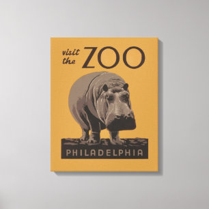 Hippopotamus Vintages Nilpferd-Zooposter wpa Leinwanddruck