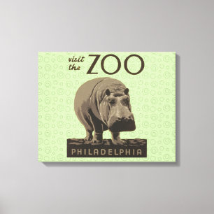 Hippopotamus Vintages Nilpferd-Zooposter wpa Leinwanddruck