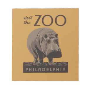 Hippopotamus Vintages Nilpferd-Zooposter wpa Notizblock