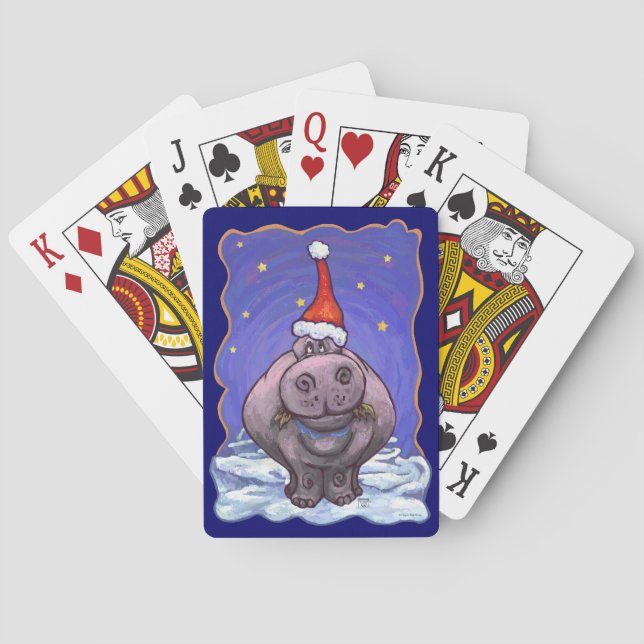 Hippopotamus Weihnachten Spielkarten (Rückseite)