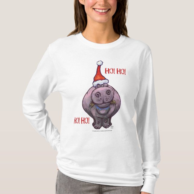 Hippopotamus-Weihnachten T-Shirt (Vorderseite)