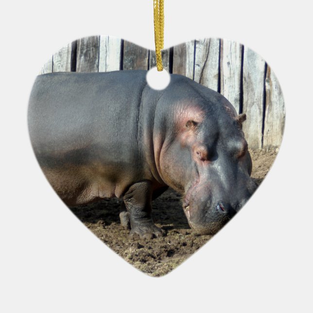 Hippopotamus-Weihnachtsverzierung Keramik Ornament (Vorne)