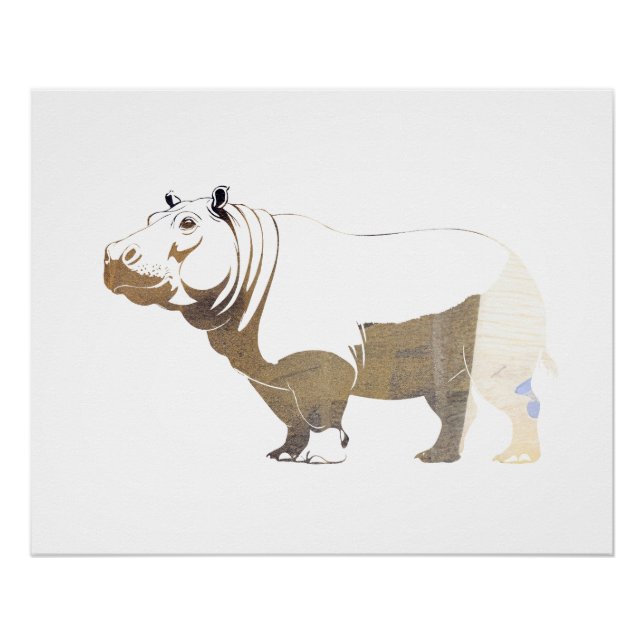 Hippopotamus Wildlife Nature Silhouette Style Poster (Vorderseite)