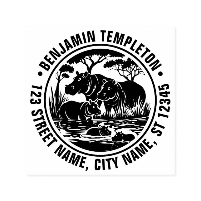 Hippopotamusse Hippos nach Rücksendeadresse des Wa Permastempel (Design)