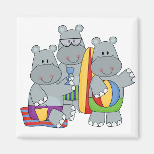 Hippos am Strand Tshirts und Geschenke Magnet