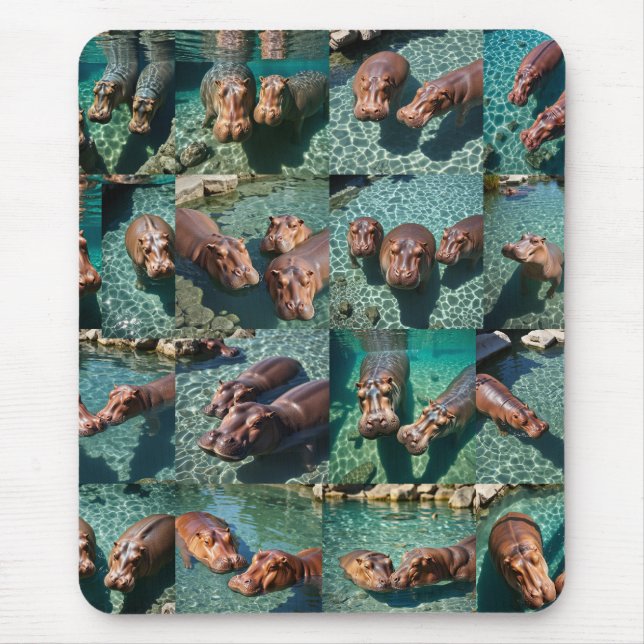 Hippos at Play: Ein Paradies für Wasserläufe Mousepad (Vorne)