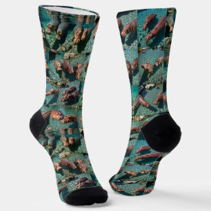 Hippos at Play: Ein Paradies für Wasserläufe Socken