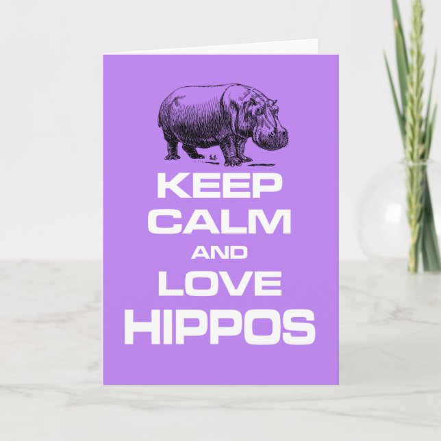 Hippos Hippotamus Fun Design behalten Ruhe und Lie Karte (Vorderseite)