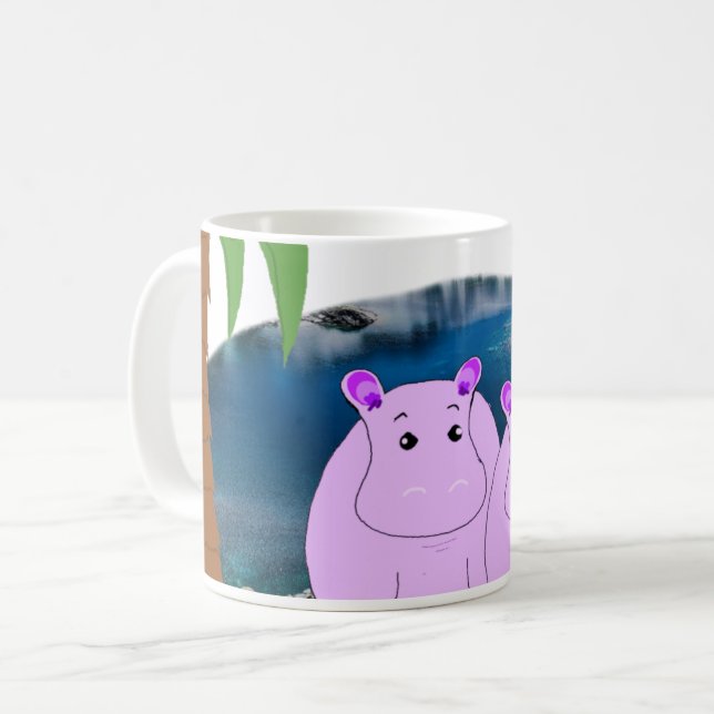 Hippos in der Wasser-Tasse Kaffeetasse (Vorderseite Links)