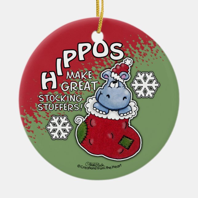 Hippos machen GREAT-Kleine Geschenke Keramikornament (Vorne)