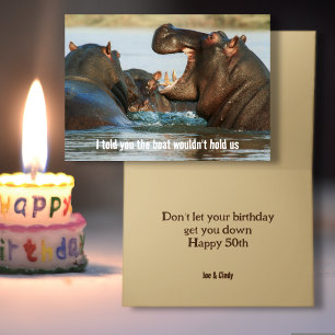 Hippos Old Man Birthday Funny Card Karte