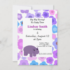 Hippos und Blume Party Einladung