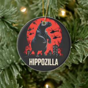 Hippozilla Spooky Moo Deng Baby Pygmy Hippo Keramik Ornament