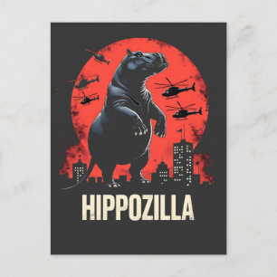 Hippozilla Spooky Moo Deng Baby Pygmy Hippo Postkarte