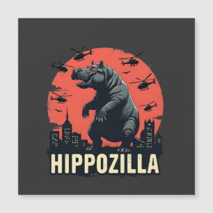 Hippozilla Spooky Moo Deng Hippo Halloween Magnetkarte