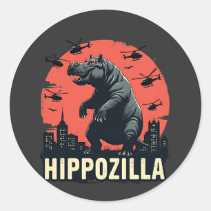 Hippozilla Spooky Moo Deng Hippo Halloween Runder Aufkleber