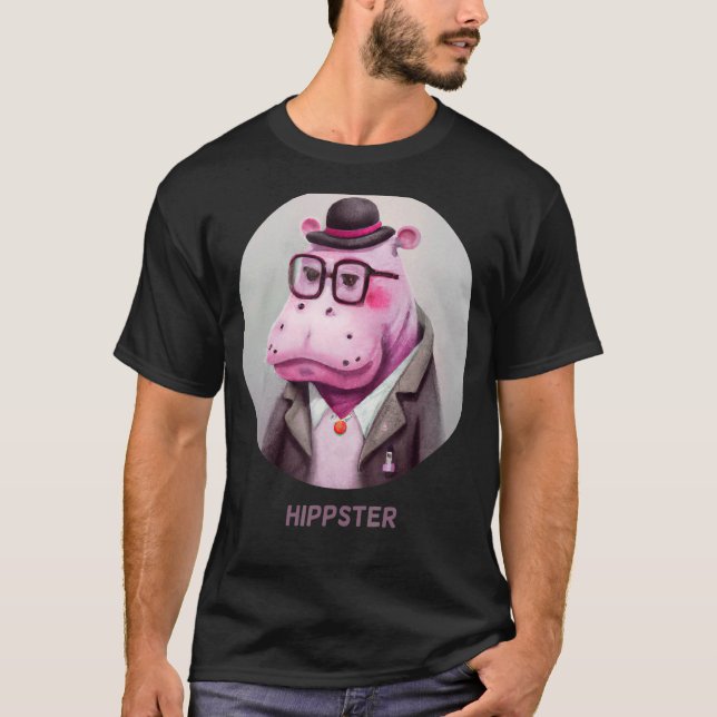 Hippster Hippo Hipster Niedlich Pun Animal Hippopo T-Shirt (Vorderseite)