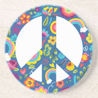 Hippy 60er Boho Peace Sign Getränkeuntersetzer