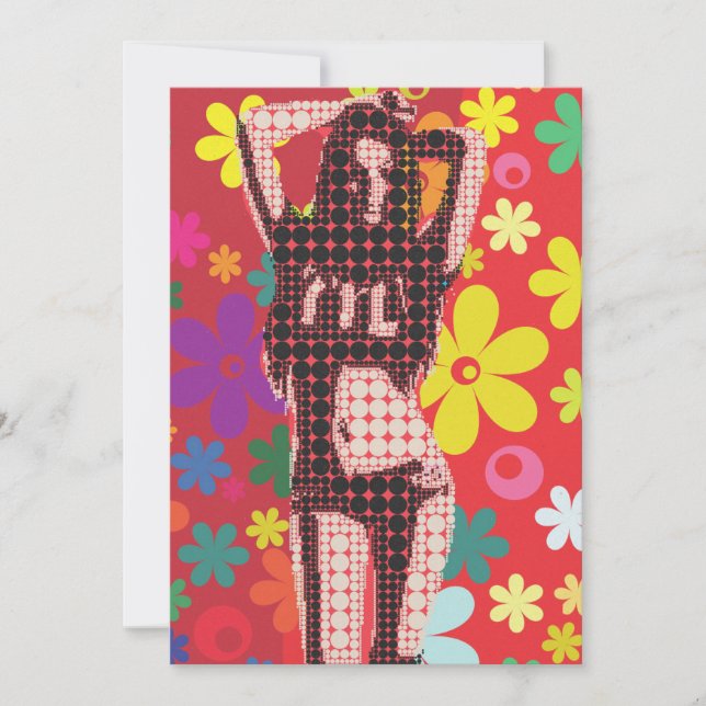 Hippy-60er-Retro-Party Einladung (Vorderseite)