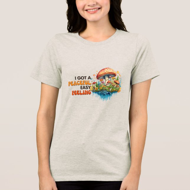 Hippy Boho Mushroom Peace Trippy Tri-Blend Shirt (Vorderseite)