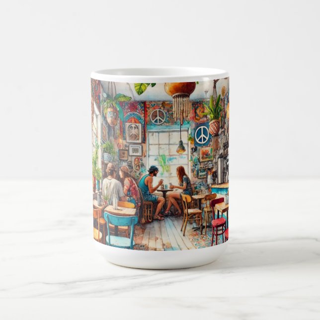Hippy Café in Miami Watercolor Kaffeetasse (Mittel)