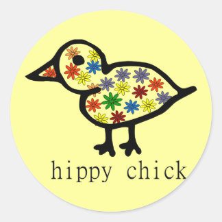 Hippy Chick Runder Aufkleber