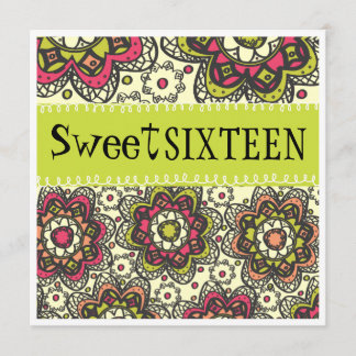 Hippy Chick Totally Retro Sweet 16 Geburtstagspart Einladung