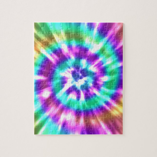 Hippy FriedensRetro gefärbte Krawatte buntes Boho Puzzle (Vertikal)