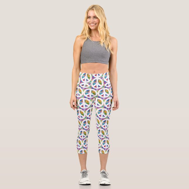 Hippy-Friedenszeichen Capri Leggings (Vorderseite)
