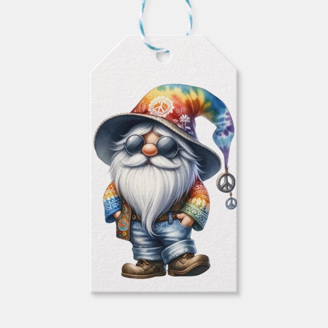 Hippy Gnome Geschenkanhänger (Vorderseite)