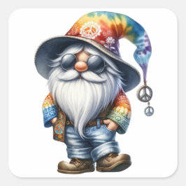 Hippy Gnome Quadratischer Aufkleber