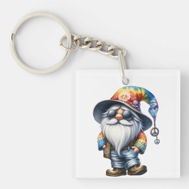 Hippy Gnome Schlüsselanhänger (Vorderseite)