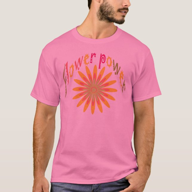 Hippy Groovy Blume Power T - Shirt (Vorderseite)