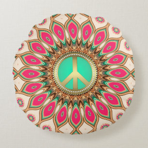 Hippy Groovy Liebe & Frieden Sonnenblume Rundes Kissen