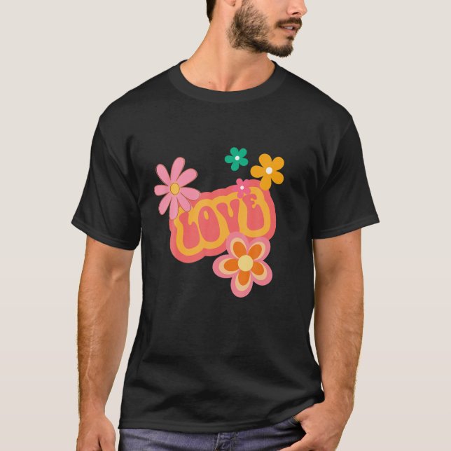 Hippy Groovy Liebe Valentinstag T-Shirt (Vorderseite)