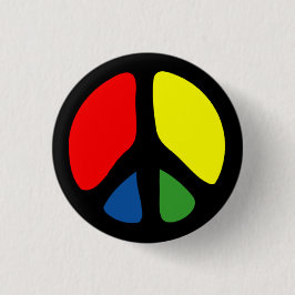 Hippy Groovy Peace Symbol Button