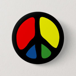 Hippy Groovy Peace Symbol Button
