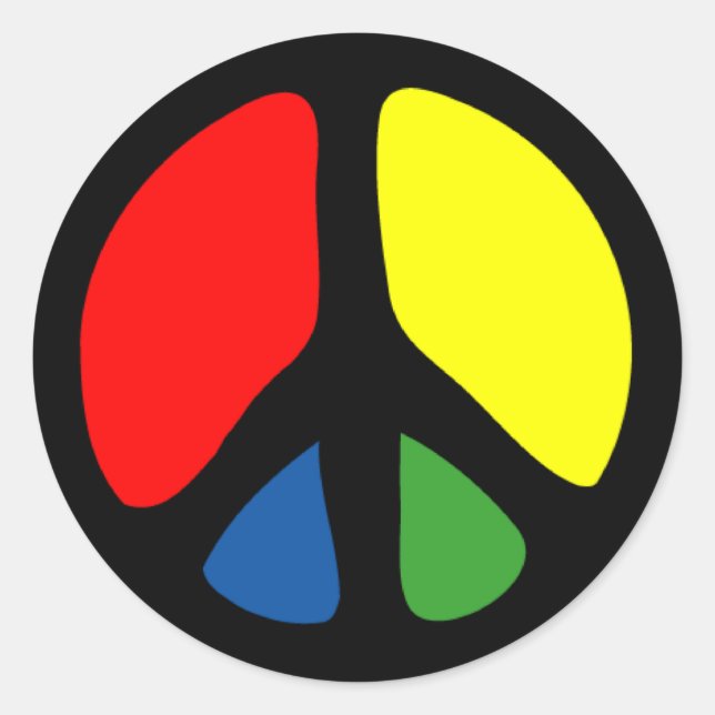 Hippy Groovy Peace Symbol Runder Aufkleber (Vorderseite)