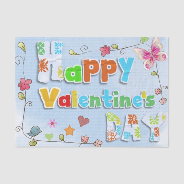 Hippy Groovy Style Happy Valentine's Day Seidenpapier (Vorderseite)