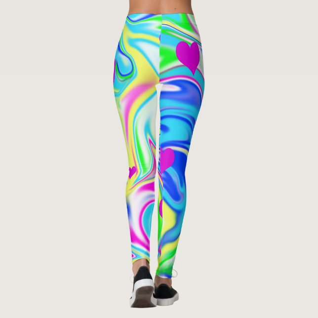 Hippy-Liebe hört Bubblegum-Marmor, Leggings (Rückseite)