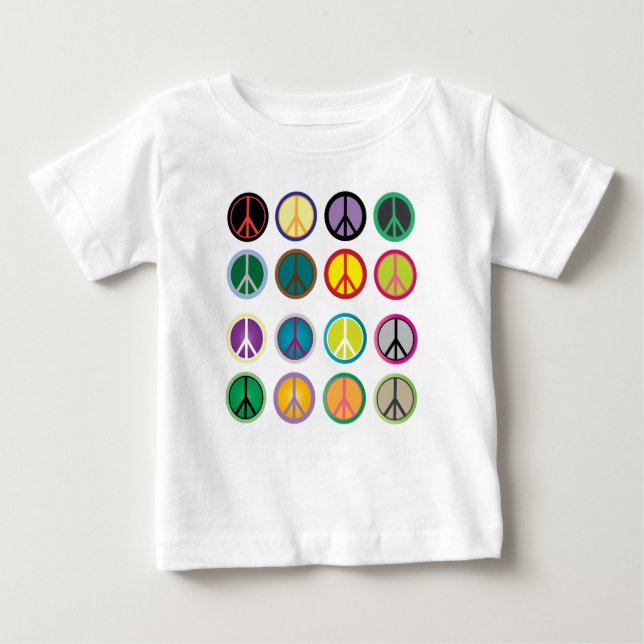 Hippy-Peace-Schild 60er-Farbmuster Baby T-shirt (Vorderseite)