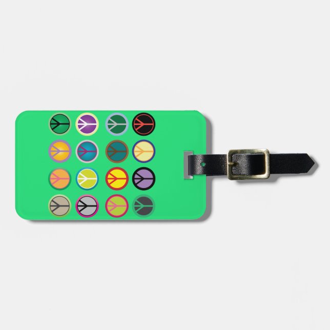 Hippy-Peace-Schild 60er-Farbmuster Gepäckanhänger (Vorderseite horizontal)