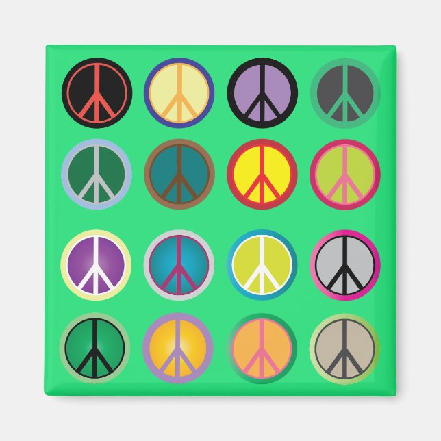 Hippy-Peace-Schild 60er-Farbmuster Magnet (Vorne)