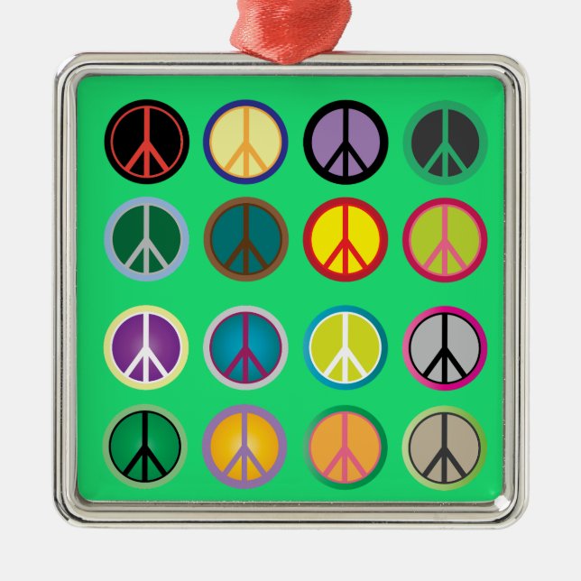Hippy-Peace-Schild 60er-Farbmuster Ornament Aus Metall (Vorne)