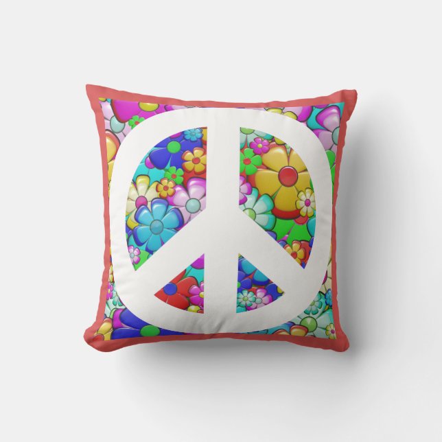 Hippy Peace-Schild Kissen (Vorderseite)