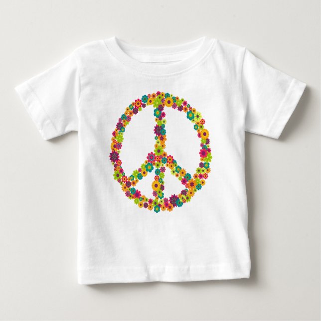 Hippy-Peace-Schilder-Blume Baby T-shirt (Vorderseite)