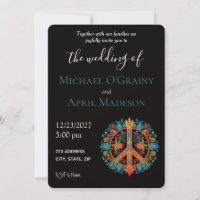 Hippy Peace Sign Wedding Einladung