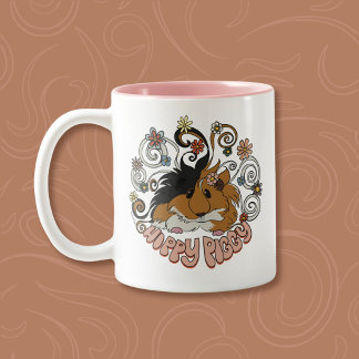 Hippy Piggy - Niedliche Guinea Schweinebild Zweifarbige Tasse